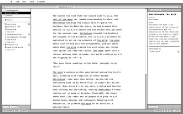 Paper palette with the story-bible side panel open